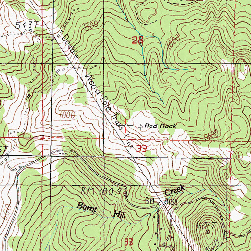 Topographic Map of Red Rock, OR