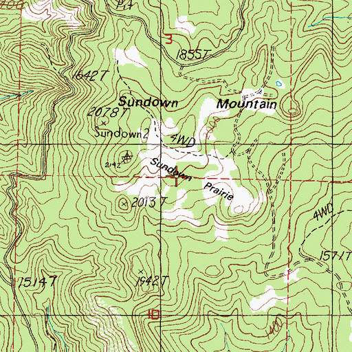 Topographic Map of Sundown Prairie, OR