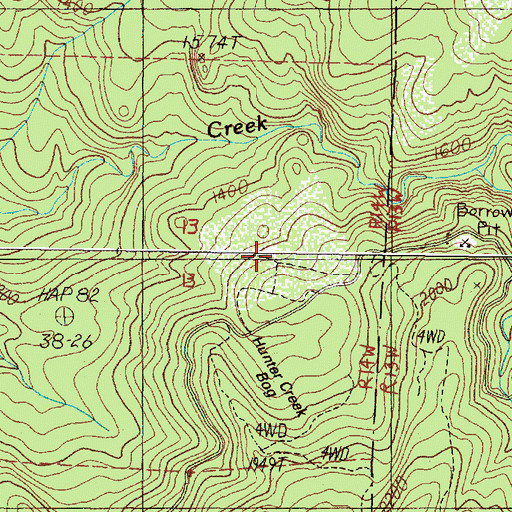 Topographic Map of Hunter Creek Bog, OR
