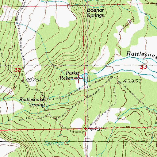 Topographic Map of Parker Reservoir, OR