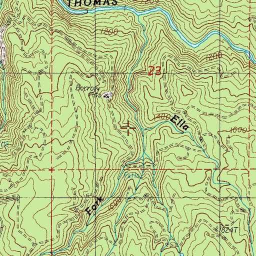 Topographic Map of West Fork Ella Creek, OR
