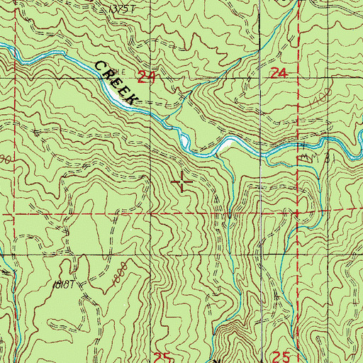 Topographic Map of Hortense Creek, OR