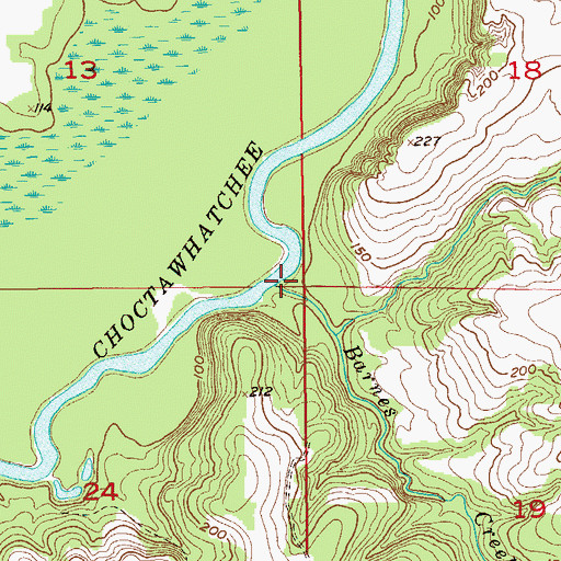 Topographic Map of Barnes Creek, AL