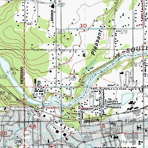 Topographic Map of Pleasant Valley, OR
