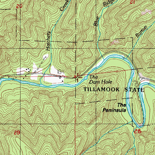 Topographic Map of The Dam Hole, OR