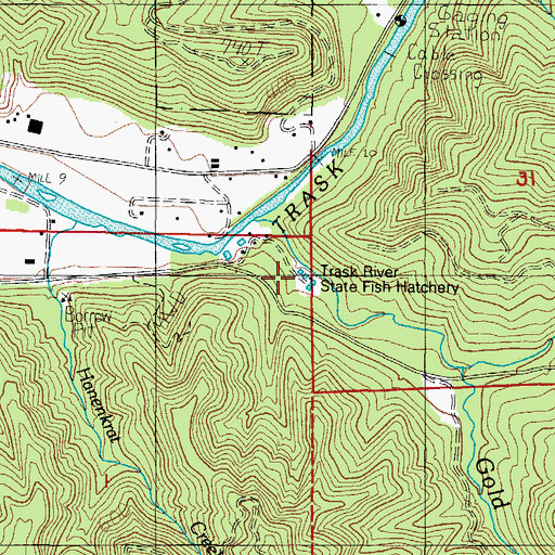 Topographic Map of Trask River State Fish Hatchery, OR