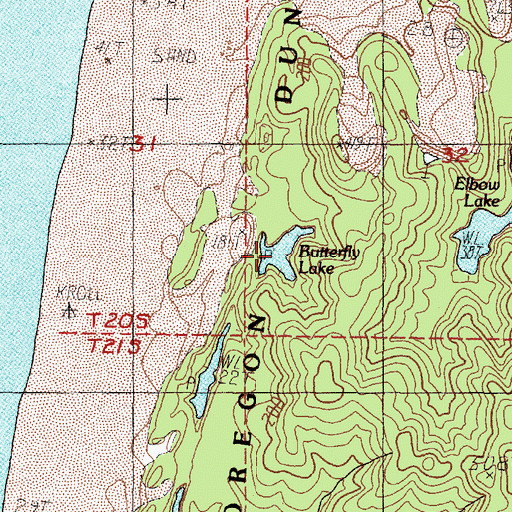 Topographic Map of Butterfly Lake, OR