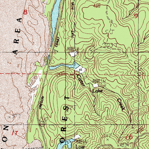 Topographic Map of Carter Lake Creek, OR