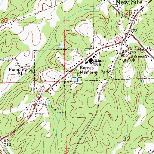 Topographic Map of Barnes Memorial Park, AL