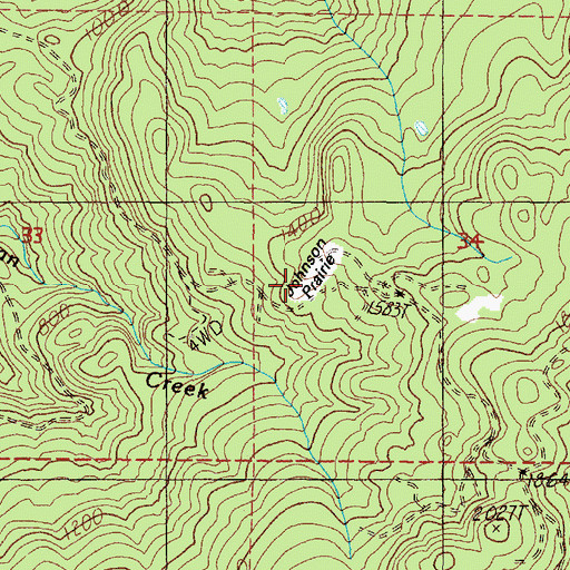 Topographic Map of Johnson Prairie, OR