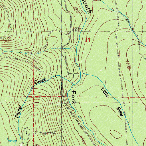 Topographic Map of Little Billie Creek, OR