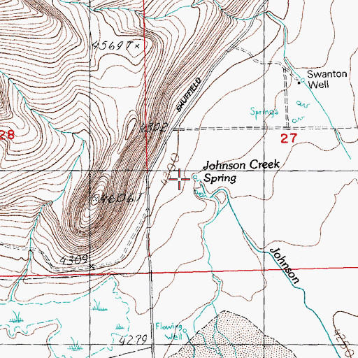Topographic Map of Johnson Creek Spring, OR