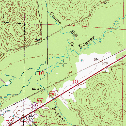 Topographic Map of Barnes Mill Creek, AL
