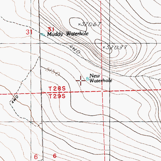 Topographic Map of New Waterhole, OR