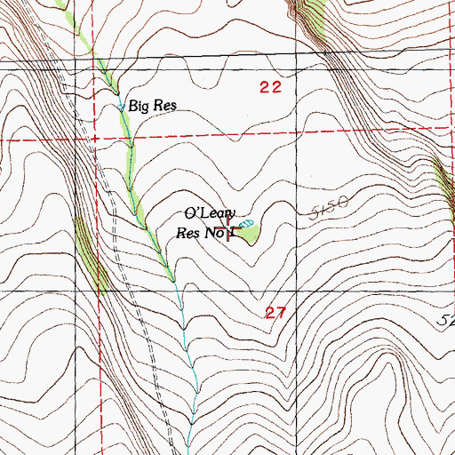 Topographic Map of O'Leary Reservoir Number 1, OR
