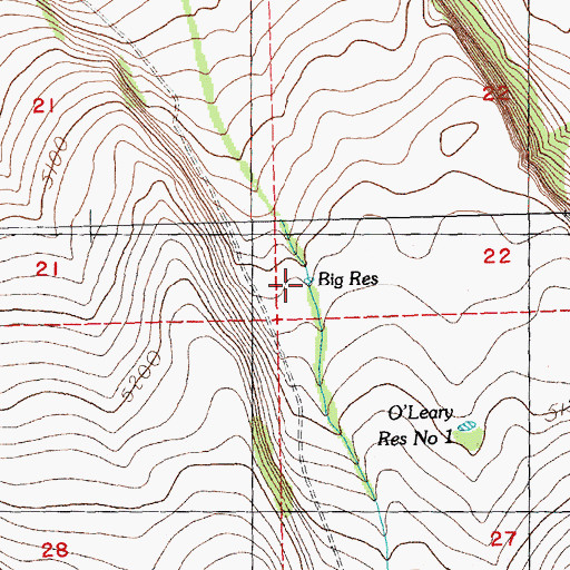 Topographic Map of Big Reservoir, OR