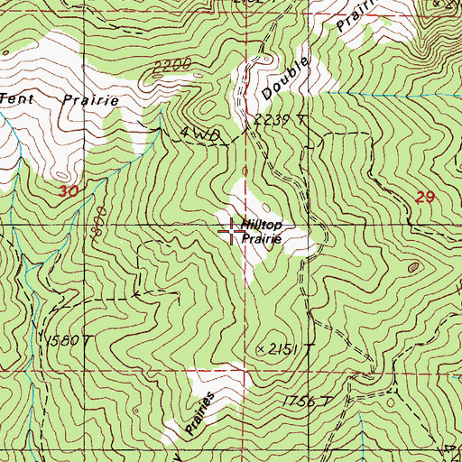 Topographic Map of Hilltop Prairie, OR