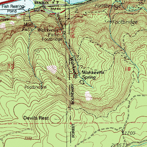 Topographic Map of Wahkeena Spring, OR