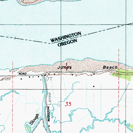 Topographic Map of Jones Beach, OR