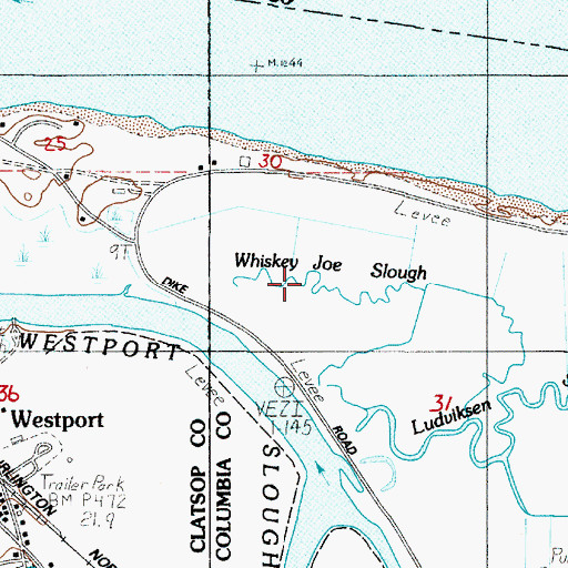 Topographic Map of Whiskey Joe Slough, OR