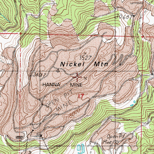 Topographic Map of Hanna Mine, OR