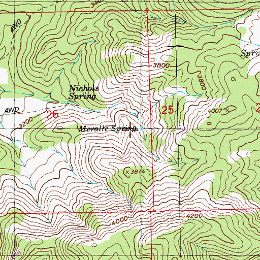 Topographic Map of Meralle Spring, OR