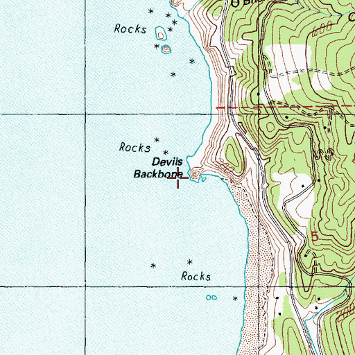 Topographic Map of Devils Backbone, OR