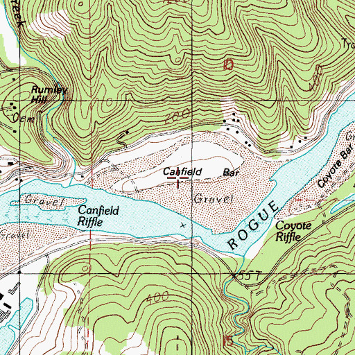 Topographic Map of Canfield Bar, OR