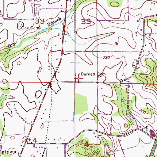 Topographic Map of Barnett Cemetery, AL