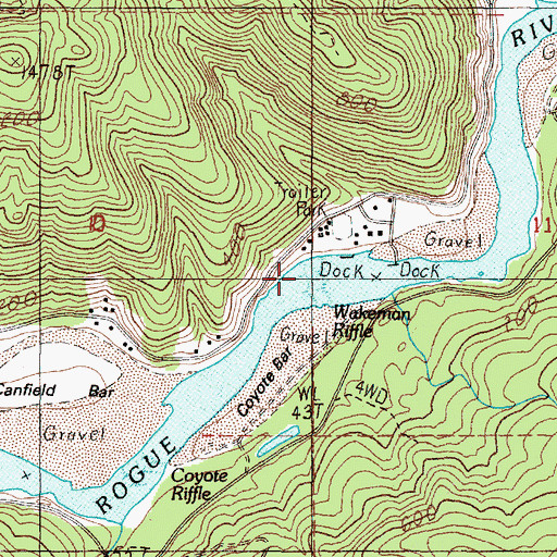 Topographic Map of Wakeman Riffle, OR