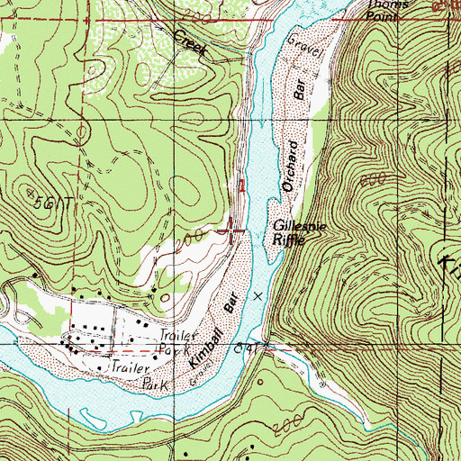 Topographic Map of Gillespie Riffle, OR