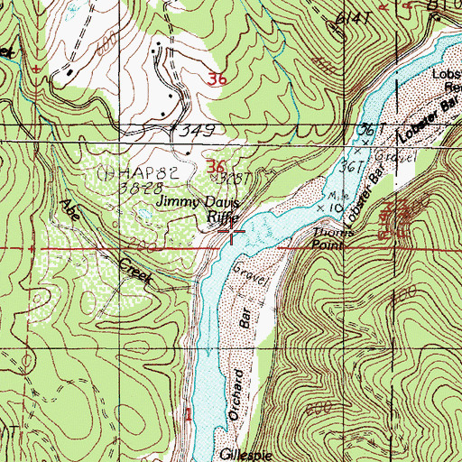 Topographic Map of Jimmy Davis Riffle, OR