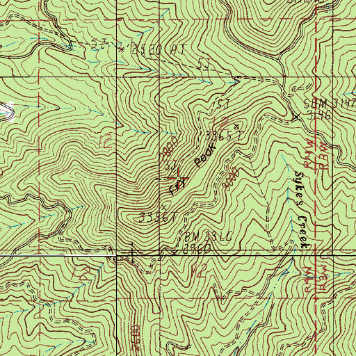 Topographic Map of Fry Peak, OR