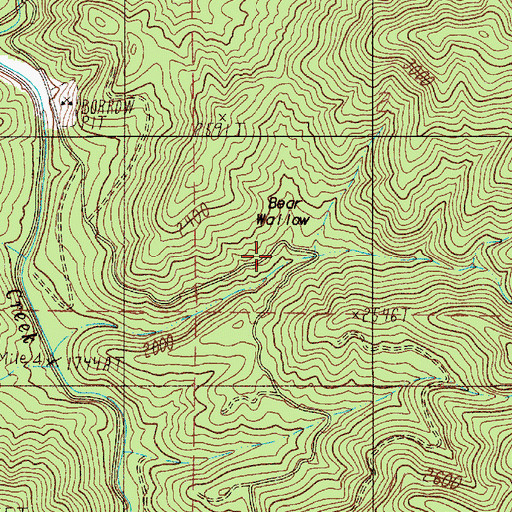 Topographic Map of Bear Wallow, OR