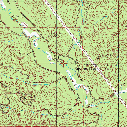 Topographic Map of Elderberry Flat Recreation Site, OR