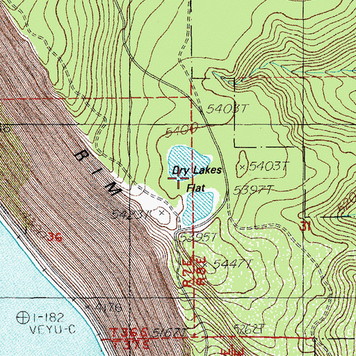 Topographic Map of Dry Lakes Flat, OR