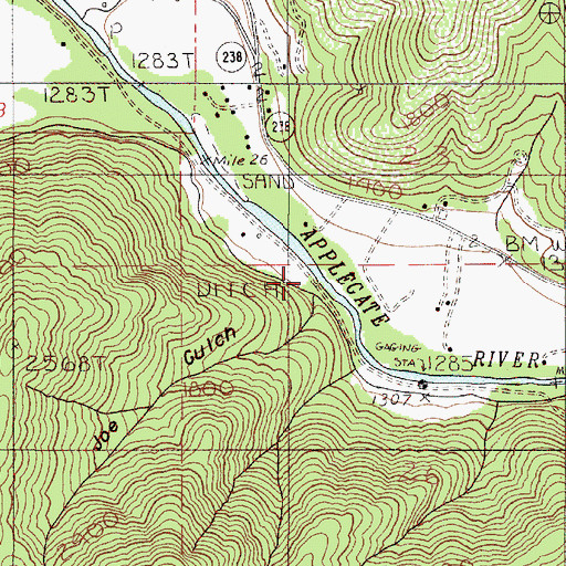 Topographic Map of Joe Gulch, OR
