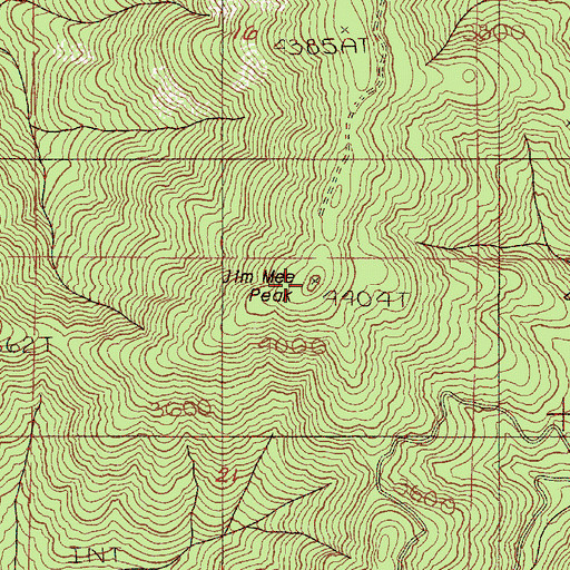 Topographic Map of Jim Mee Peak, OR