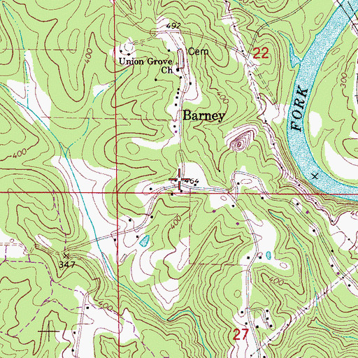 Topographic Map of Barney, AL