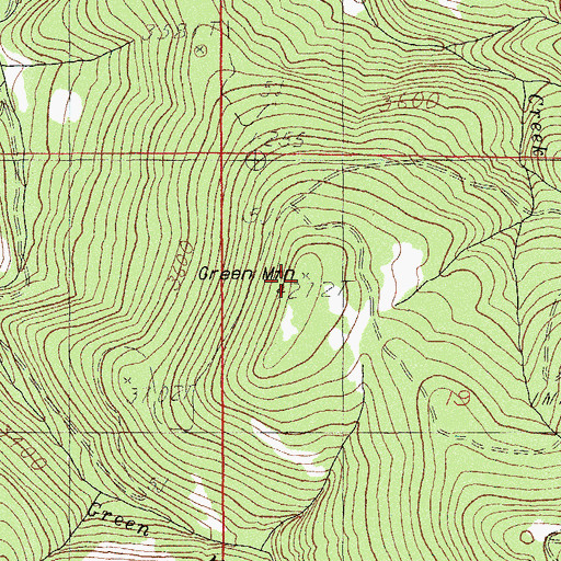 Topographic Map of Green Mountain, OR