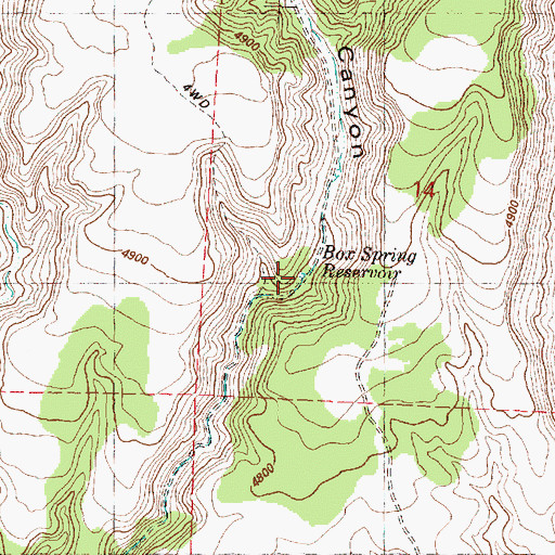 Topographic Map of Box Spring Reservoir, OR
