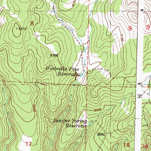 Topographic Map of Umbrella Pine Reservoir, OR
