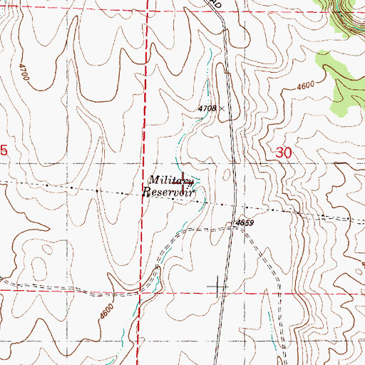 Topographic Map of Military Reservoir, OR