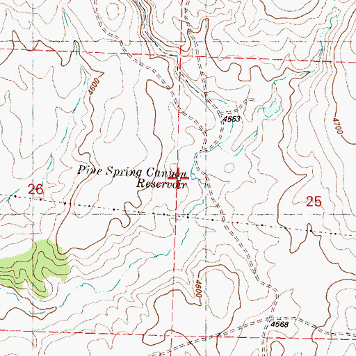 Topographic Map of Pine Spring Canyon Reservoir, OR