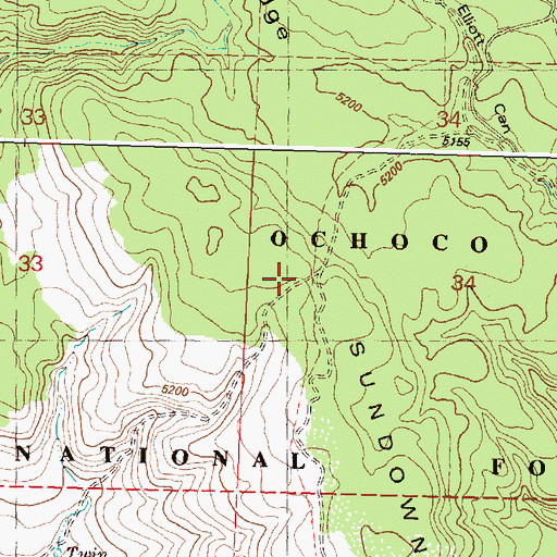 Topographic Map of Sundown Ridge, OR
