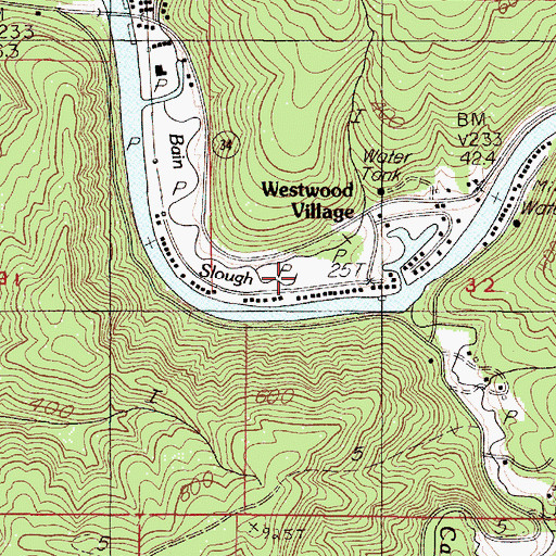 Topographic Map of Westwood Village, OR