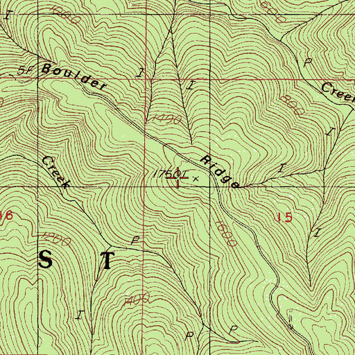 Topographic Map of Boulder Ridge, OR