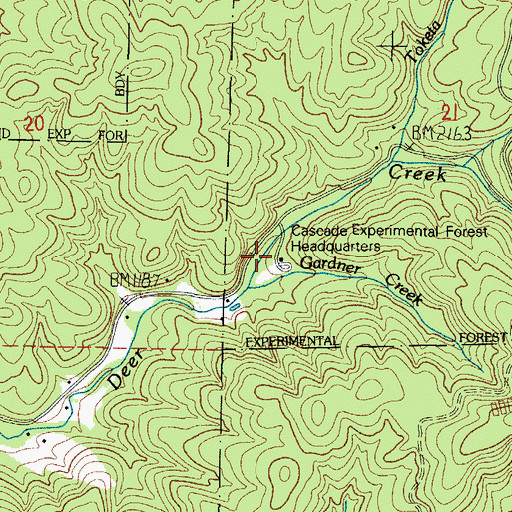 Topographic Map of Cascade Experimental Forest Headquarters, OR