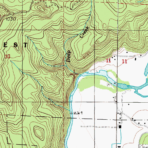 Topographic Map of Deep Creek, OR