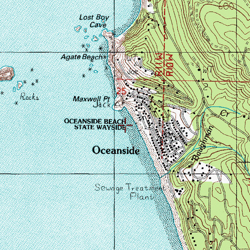 Topographic Map of Oceanside Beach State Recreation Site, OR